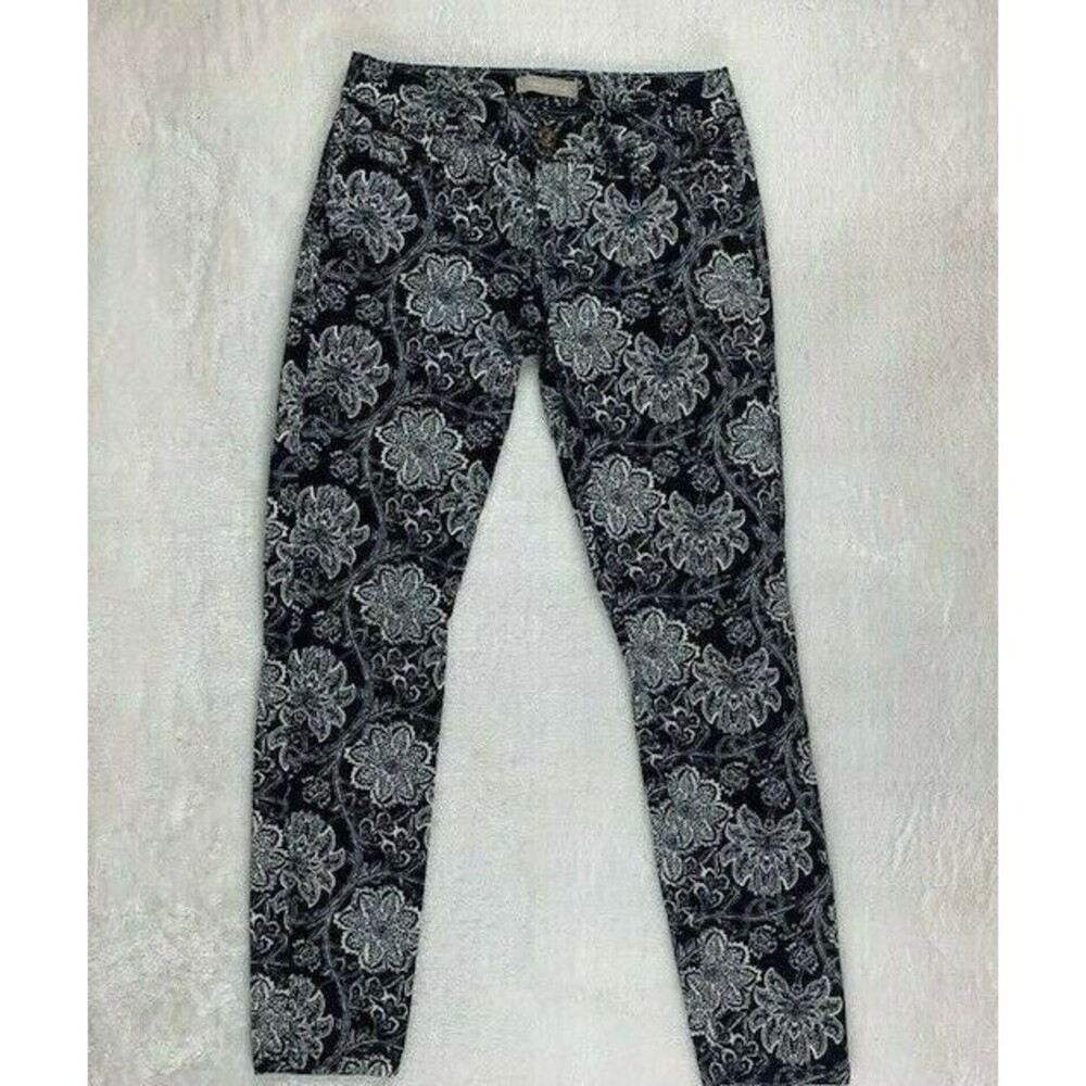 Banana Republic Size 25 Womens Jeans Black White Floral Stretch Skinny